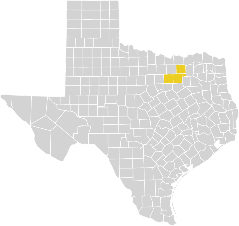 Texas map highlighting counties served by PPM