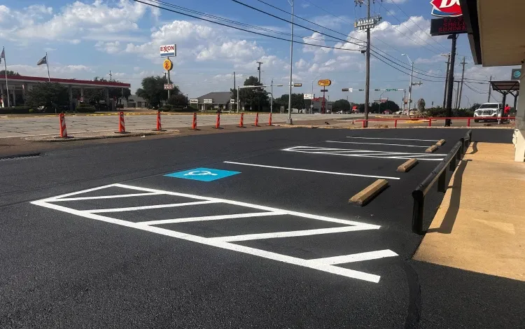 Freshly painted handicapped parking space