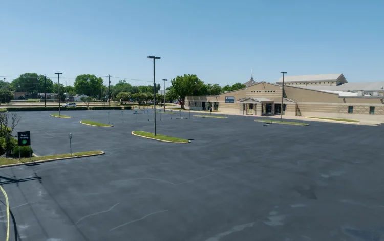side view of a well done parking lot