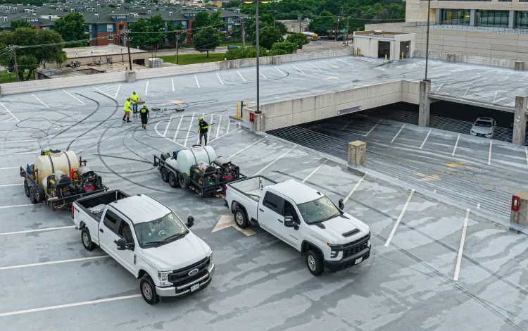 PPM technicians getting ready for pressure washing