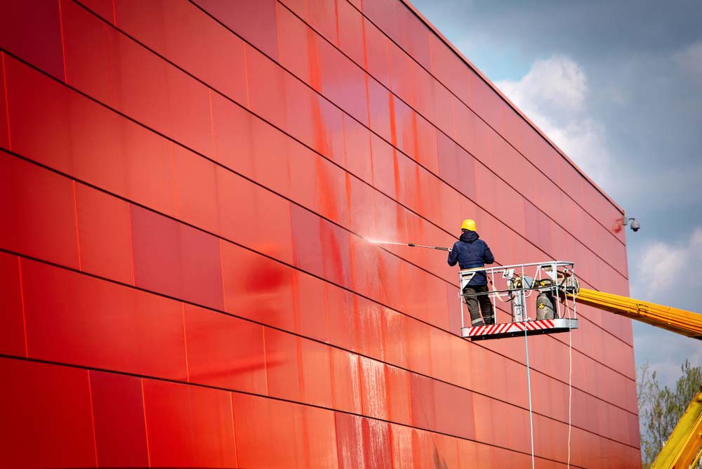 business establishment’s exterior being power washed