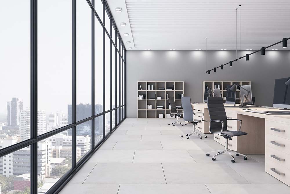 clear, streak-free office windows