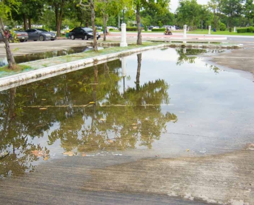 flooded parking lot