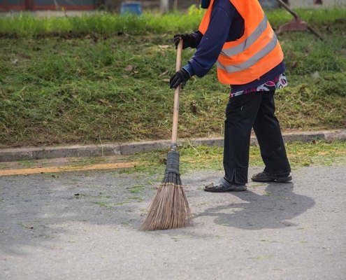 sidewalk being swept