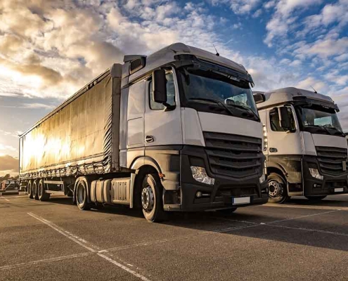 trucks in parking lot