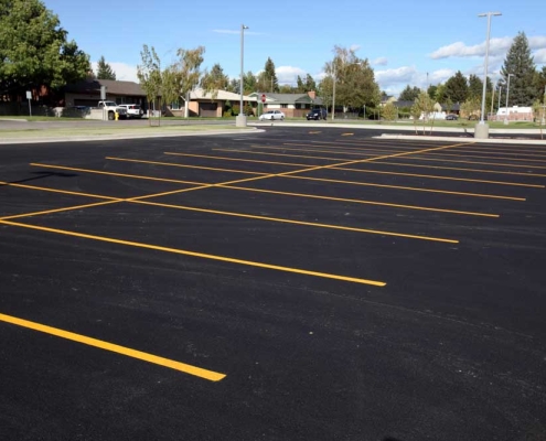 freshly-painted parking lot