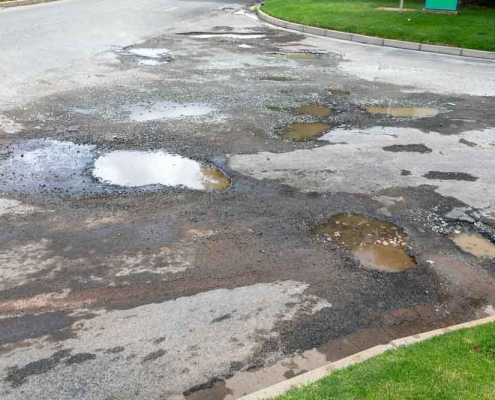 asphalt with potholes