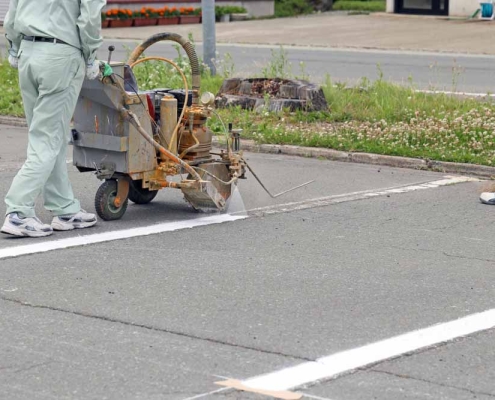 parking lot being repainted