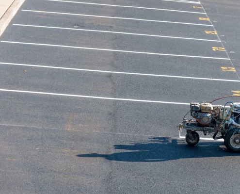 parking lot being striped