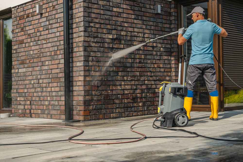 business exterior being pressure washed